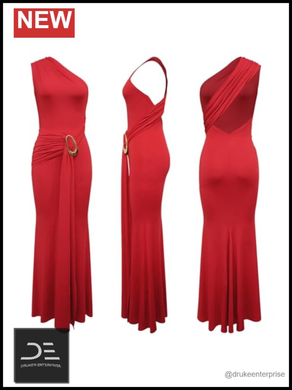 One Shoulder Backless Bodycon Ruched Maxi Dress - Picture 5 of 6